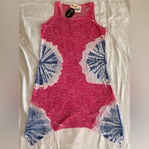 Shoreline Pink and White Plus Size Sheer Dress